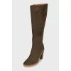 Green suede boots