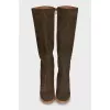 Green suede boots