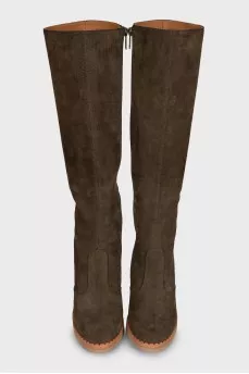 Green suede boots
