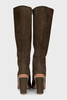 Green suede boots