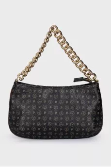 Leather bag with logo print
