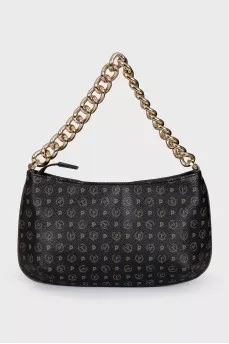Leather bag with logo print