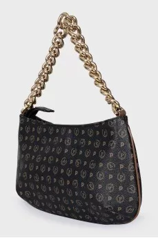 Leather bag with logo print