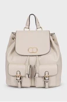 White leather backpack