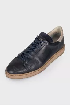 Men's blue leather sneakers