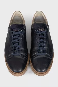 Men's blue leather sneakers