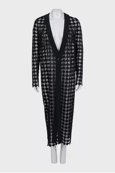 Semi-transparent straight-cut cardigan