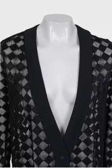 Semi-transparent straight-cut cardigan