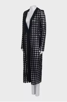 Semi-transparent straight-cut cardigan
