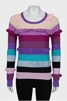 Merino wool jumper with ruffles