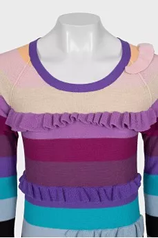 Merino wool jumper with ruffles