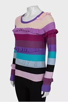 Merino wool jumper with ruffles