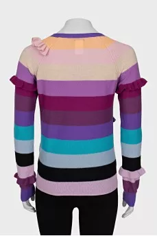 Merino wool jumper with ruffles