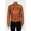 Leather jacket with patch pockets