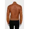 Leather jacket with patch pockets