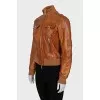Leather jacket with patch pockets