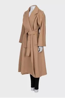 Camel wool wrap coat