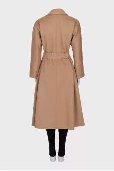 Camel wool wrap coat
