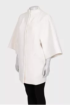 Wool coat with wide sleeves