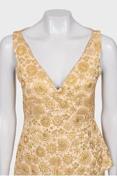 Golden dress with a zipper