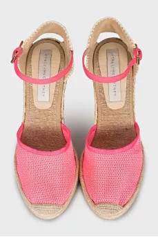 Mesh wedge sandals