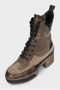 Laureate suede and canvas boots