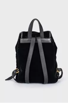 Velvet backpack with patch pockets