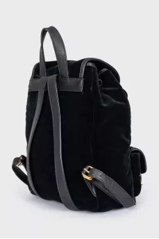 Velvet backpack with patch pockets