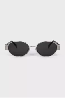 Silver frame sunglasses with logo