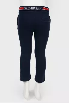 Брюки детские с контрастным поясом с биркой