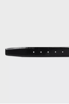 Men's black leather belt with buckle