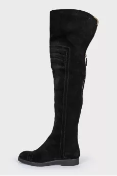 Suede over-the-knee boots with a back zip