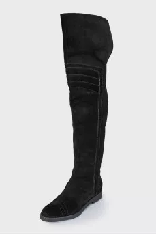 Suede over-the-knee boots with a back zip