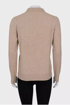 Beige button-down pullover