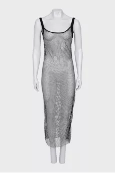 Mesh dress with rhinestones