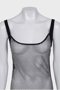 Mesh dress with rhinestones