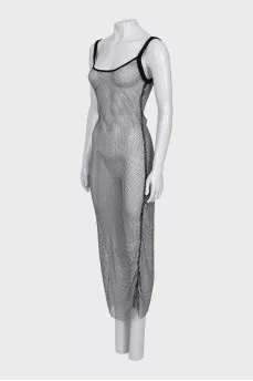 Mesh dress with rhinestones