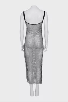 Mesh dress with rhinestones