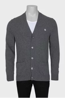 Men's wool and silk cardigan