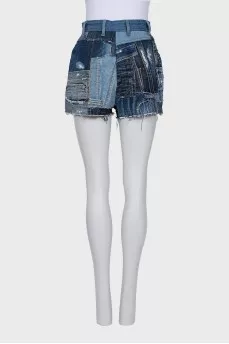 Джинсові сині шорти з ефектом потертості