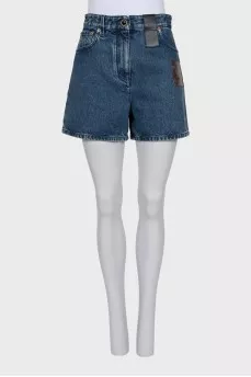 Denim shorts with signature monogram