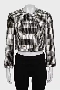 Cropped jacket in houndstooth print