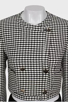Cropped jacket in houndstooth print