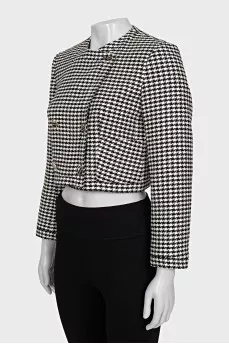 Cropped jacket in houndstooth print