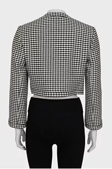 Cropped jacket in houndstooth print