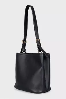 Black leather bucket bag
