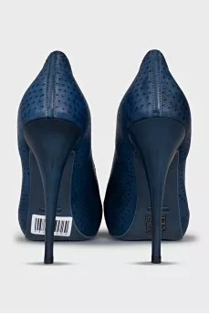 Blue shoes with perforations