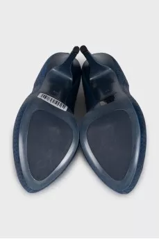 Blue shoes with perforations