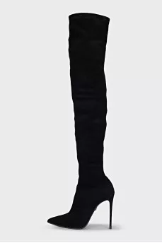 Black suede pointed toe over the knee boots