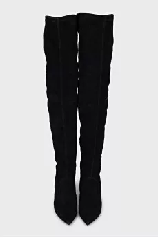 Black suede pointed toe over the knee boots